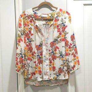 NY&Co 7th Ave Front-Tie Boho-Chic Style Blouse